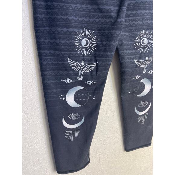 Evolution & Creation High Waist Gray Sun Bird Moon Leggings Yoga Pants M Capris - Picture 4 of 7
